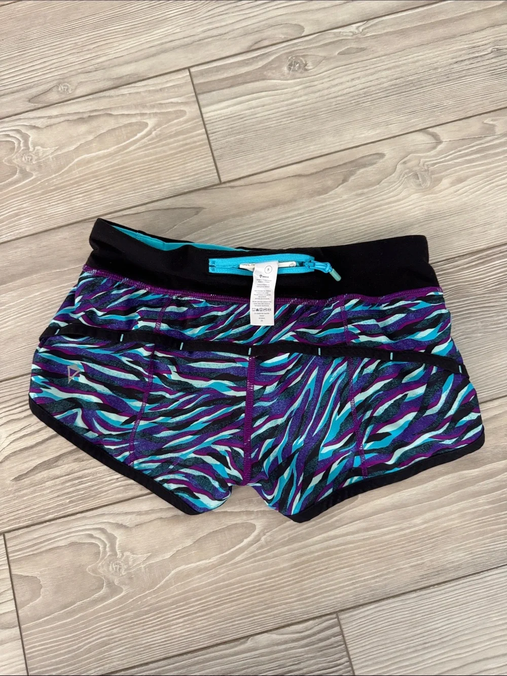 Ivivva Black Waistband Teal & Purple Zebra-Print Athletic Shorts